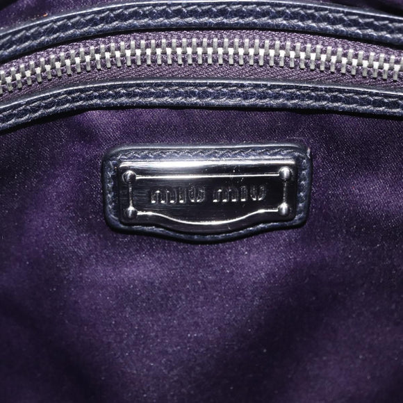Miu Miu Hand Bag Vitellolux Black Silver Auth 209983A