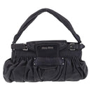 Miu Miu Hand Bag Vitellolux Black Silver Auth 209983A-2
