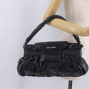 Miu Miu Hand Bag Vitellolux Black Silver Auth 209983A-23