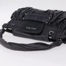 Miu Miu Hand Bag Vitellolux Black Silver Auth 209983A-6