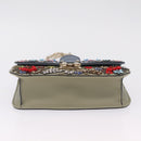Valentino Chain Shoulder Bag Leather Light Blue Gold Auth 209984V-10