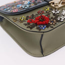 Valentino Chain Shoulder Bag Leather Light Blue Gold Auth 209984V-11