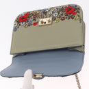 Valentino Chain Shoulder Bag Leather Light Blue Gold Auth 209984V-17