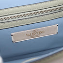 Valentino Chain Shoulder Bag Leather Light Blue Gold Auth 209984V-20