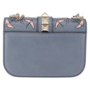 Valentino Chain Shoulder Bag Leather Light Blue Gold Auth 209984V-3