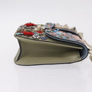 Valentino Chain Shoulder Bag Leather Light Blue Gold Auth 209984V-4