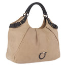 Salvatore Ferragamo Gancini Shoulder Bag Leather Beige Auth 209985-1