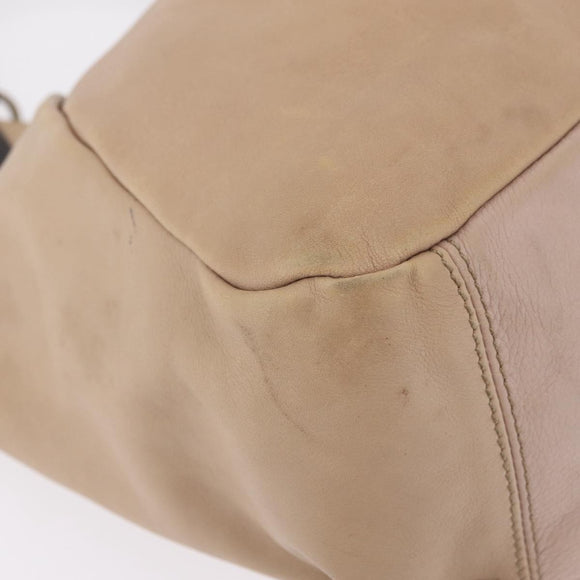 Salvatore Ferragamo Gancini Shoulder Bag Leather Beige Auth 209985