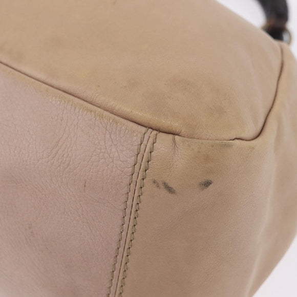 Salvatore Ferragamo Gancini Shoulder Bag Leather Beige Auth 209985