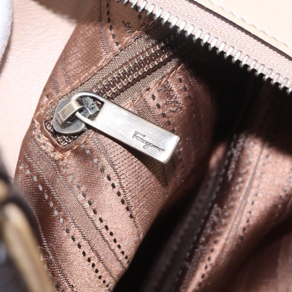 Salvatore Ferragamo Gancini Shoulder Bag Leather Beige Auth 209985