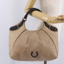 Salvatore Ferragamo Gancini Shoulder Bag Leather Beige Auth 209985-26