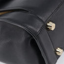 Salvatore Ferragamo Gancini Hand Bag Leather 2way Black Gold Auth 209987A-14