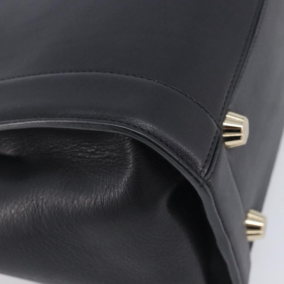 Salvatore Ferragamo Gancini Hand Bag Leather 2way Black Gold Auth 209987A