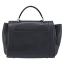 Salvatore Ferragamo Gancini Hand Bag Leather 2way Black Gold Auth 209987A-3