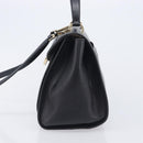 Salvatore Ferragamo Gancini Hand Bag Leather 2way Black Gold Auth 209987A-4