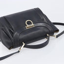 Salvatore Ferragamo Gancini Hand Bag Leather 2way Black Gold Auth 209987A-6