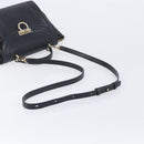 Salvatore Ferragamo Gancini Hand Bag Leather 2way Black Gold Auth 209987A-9