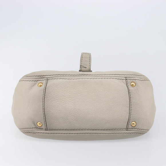 PRADA Chain Shoulder Bag Vittero Dino Leather Beige Gold Auth 209990A