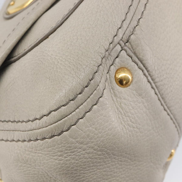 PRADA Chain Shoulder Bag Vittero Dino Leather Beige Gold Auth 209990A