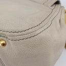 PRADA Chain Shoulder Bag Vittero Dino Leather Beige Gold Auth 209990A-13