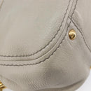 PRADA Chain Shoulder Bag Vittero Dino Leather Beige Gold Auth 209990A-14