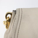 PRADA Chain Shoulder Bag Vittero Dino Leather Beige Gold Auth 209990A-17