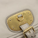 PRADA Chain Shoulder Bag Vittero Dino Leather Beige Gold Auth 209990A-18