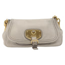 PRADA Chain Shoulder Bag Vittero Dino Leather Beige Gold Auth 209990A-2