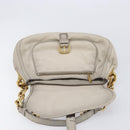 PRADA Chain Shoulder Bag Vittero Dino Leather Beige Gold Auth 209990A-20