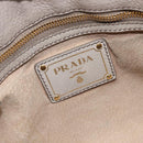 PRADA Chain Shoulder Bag Vittero Dino Leather Beige Gold Auth 209990A-22