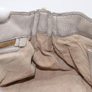 PRADA Chain Shoulder Bag Vittero Dino Leather Beige Gold Auth 209990A-24