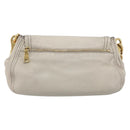 PRADA Chain Shoulder Bag Vittero Dino Leather Beige Gold Auth 209990A-3
