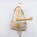 PRADA Chain Shoulder Bag Vittero Dino Leather Beige Gold Auth 209990A-33