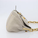 PRADA Chain Shoulder Bag Vittero Dino Leather Beige Gold Auth 209990A-4