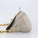 PRADA Chain Shoulder Bag Vittero Dino Leather Beige Gold Auth 209990A-5