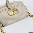 PRADA Chain Shoulder Bag Vittero Dino Leather Beige Gold Auth 209990A-6