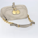 PRADA Chain Shoulder Bag Vittero Dino Leather Beige Gold Auth 209990A-7