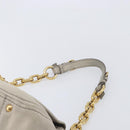 PRADA Chain Shoulder Bag Vittero Dino Leather Beige Gold Auth 209990A-8