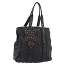Miu Miu Tote Bag Leather Black Silver Auth 209991V-1