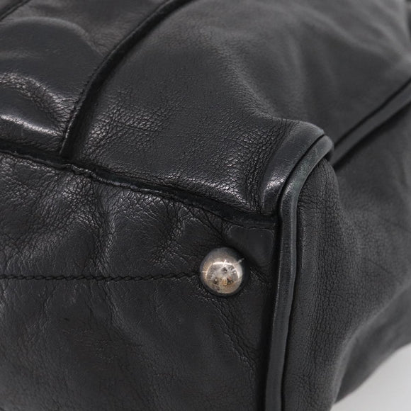 Miu Miu Tote Bag Leather Black Silver Auth 209991V