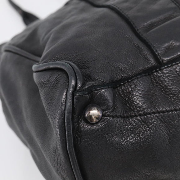 Miu Miu Tote Bag Leather Black Silver Auth 209991V