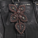 Miu Miu Tote Bag Leather Black Silver Auth 209991V-14