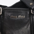 Miu Miu Tote Bag Leather Black Silver Auth 209991V-15