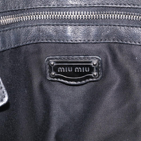 Miu Miu Tote Bag Leather Black Silver Auth 209991V