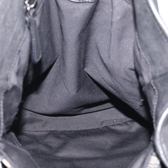 Miu Miu Tote Bag Leather Black Silver Auth 209991V