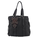 Miu Miu Tote Bag Leather Black Silver Auth 209991V-2