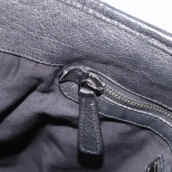 Miu Miu Tote Bag Leather Black Silver Auth 209991V