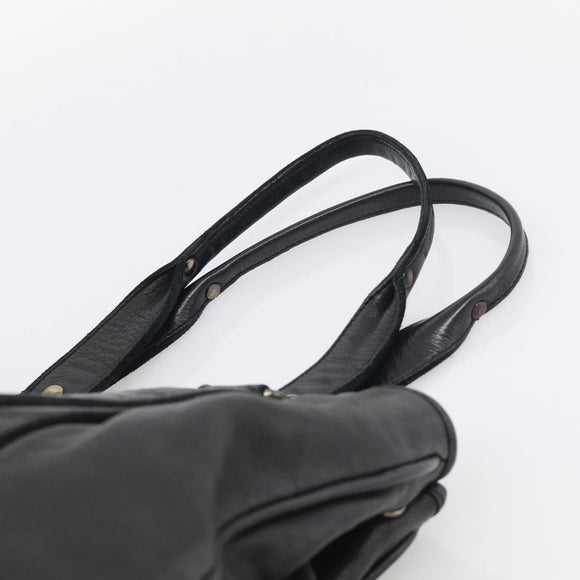 Miu Miu Tote Bag Leather Black Silver Auth 209991V