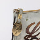 LOEWE Hand Bag PVC Canvas Gray Gold Auth 209998-15