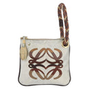 LOEWE Hand Bag PVC Canvas Gray Gold Auth 209998-2